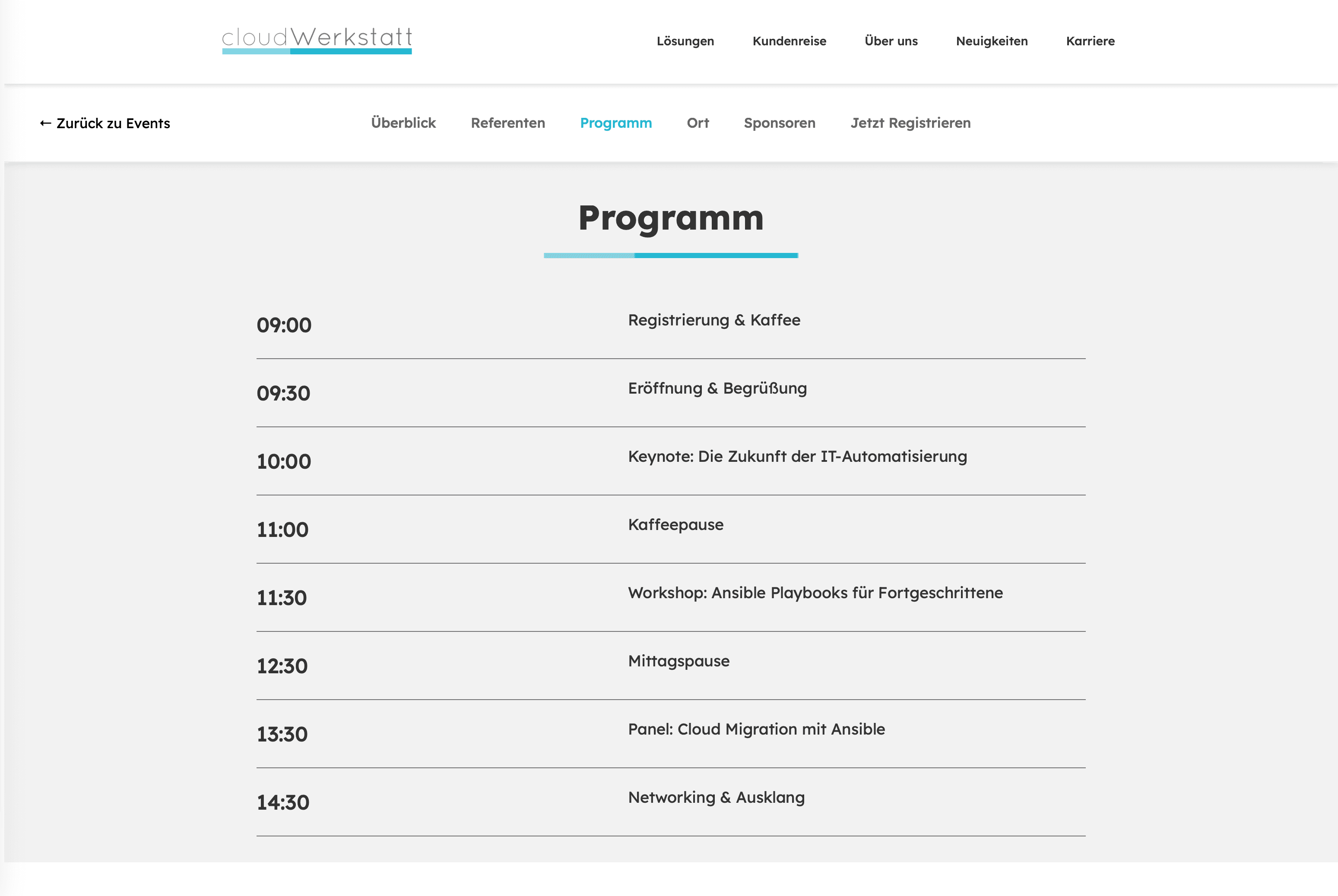 Расписание программы мероприятия с таймлайном докладов, воркшопов и перерывов на целый день