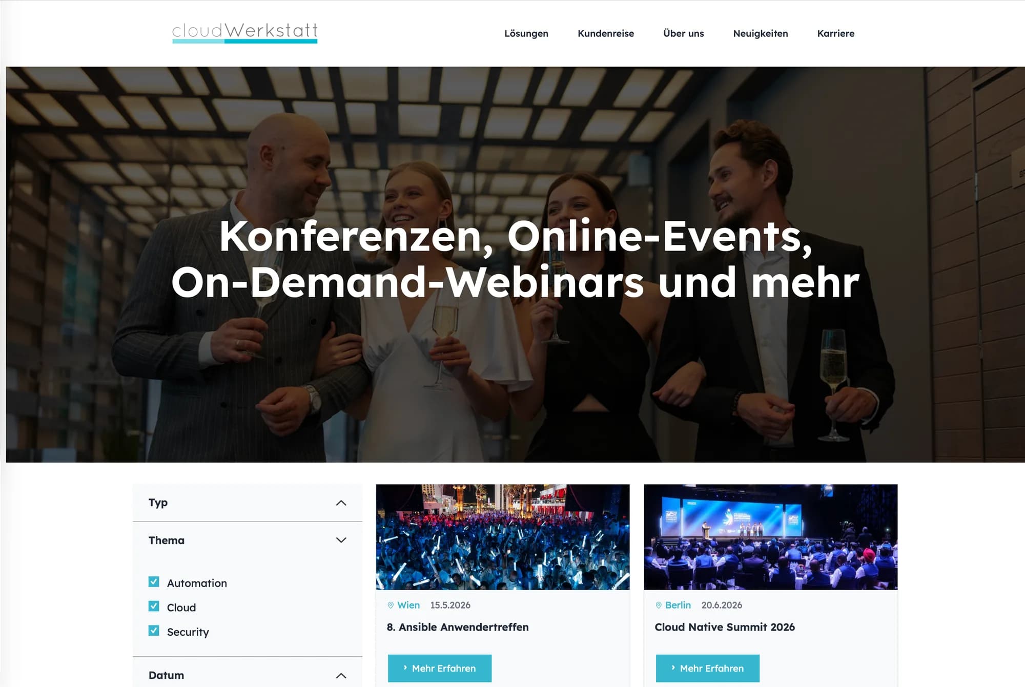 CloudWerkstatt Events Page — IT Conference & Webinar Platform