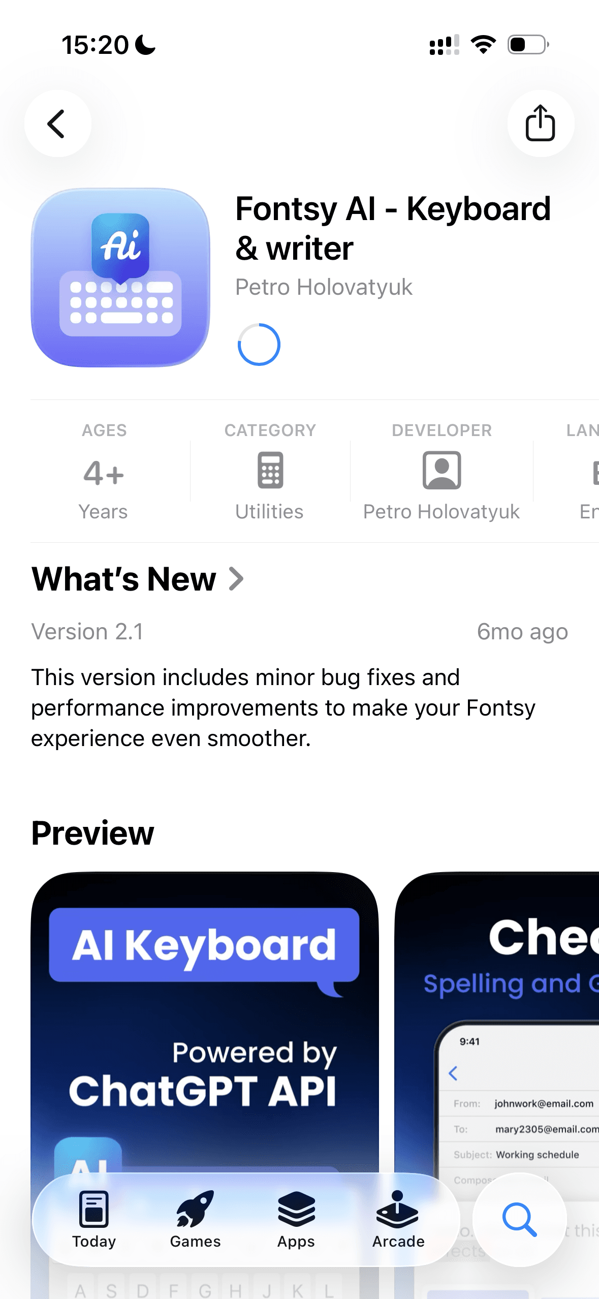 Страница приложения Fontsy AI в App Store