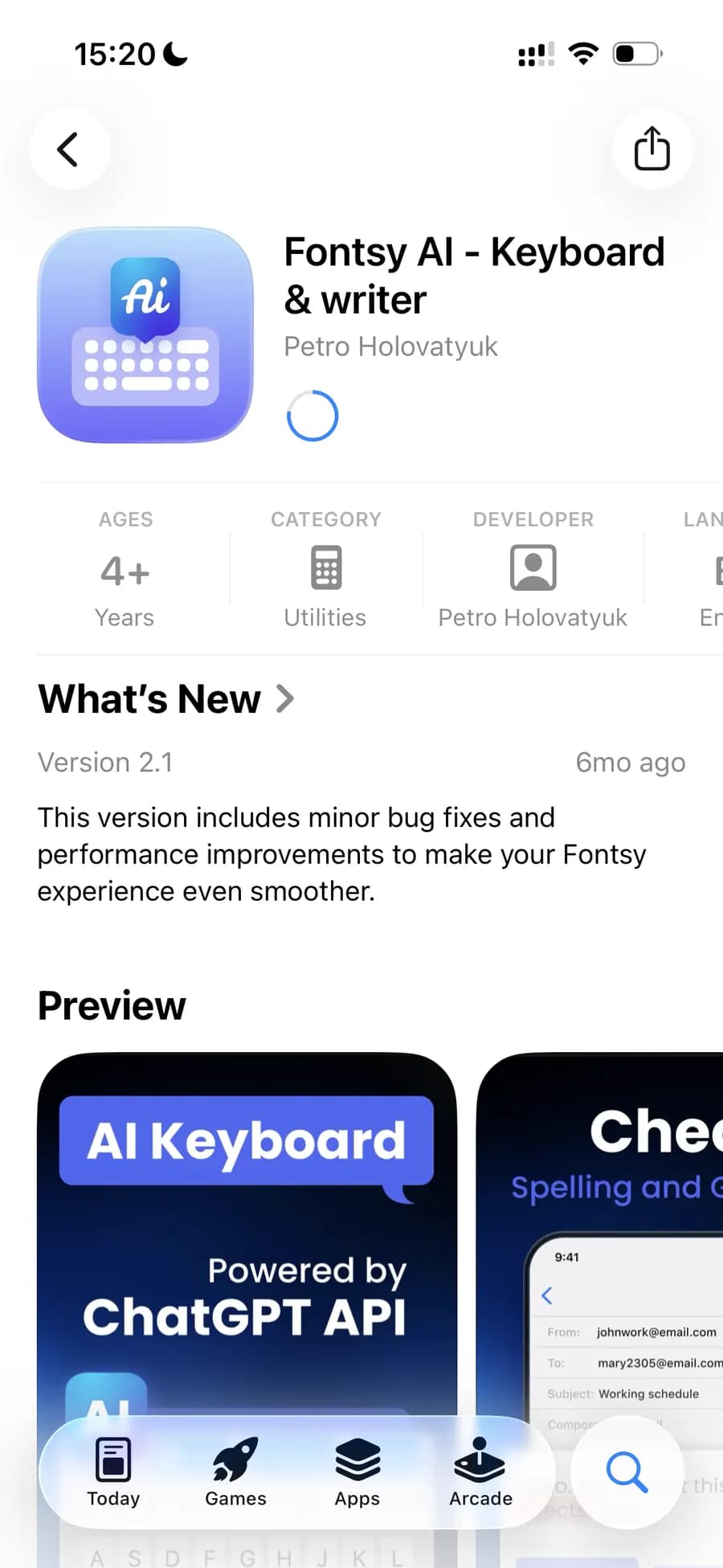 Fontsy AI App Store page