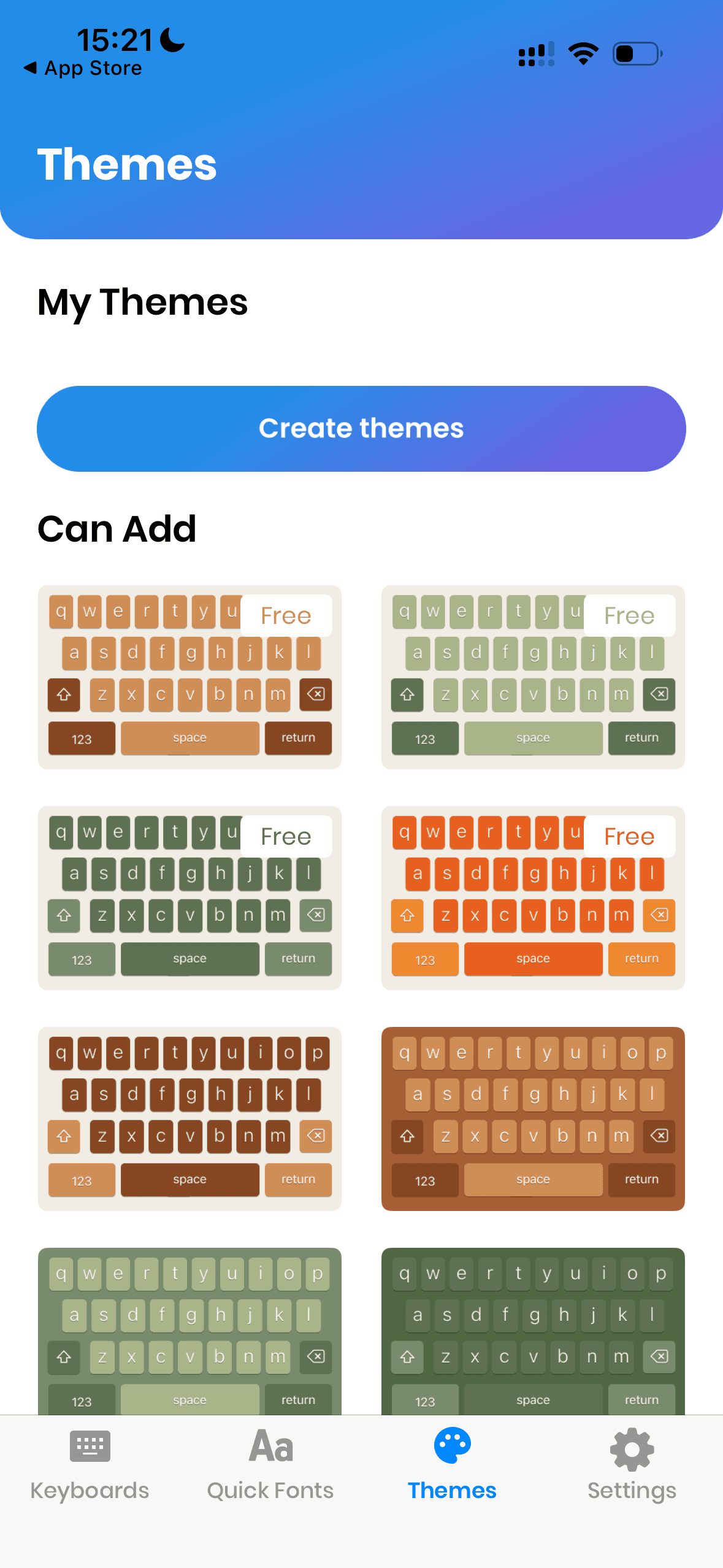 Галерея готовых тем для клавиатуры